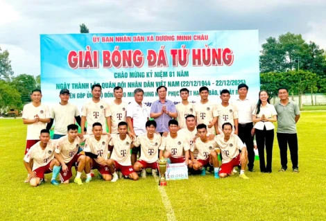 Xã Dương Minh Châu tổ chức Giải bóng đá Tứ hùng gây quỹ ủng hộ đồng bào miền Trung